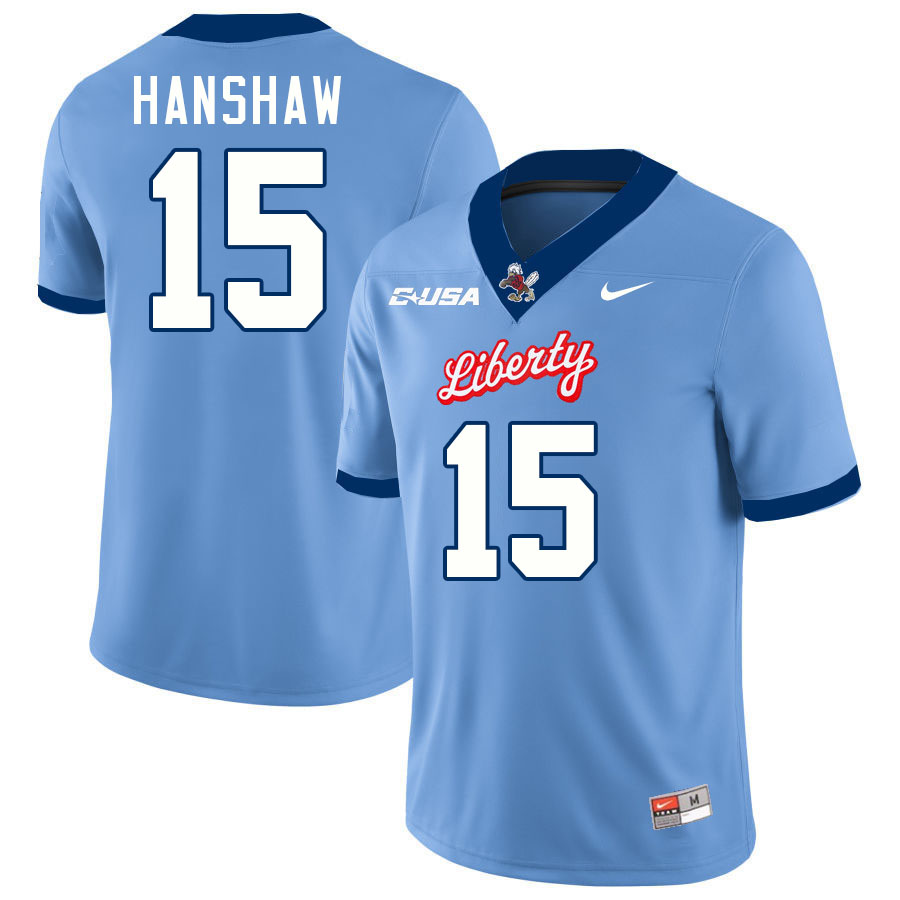 Liberty Flames #15 Bentley Hanshaw College Football Jerseys Stitched-Light Blue